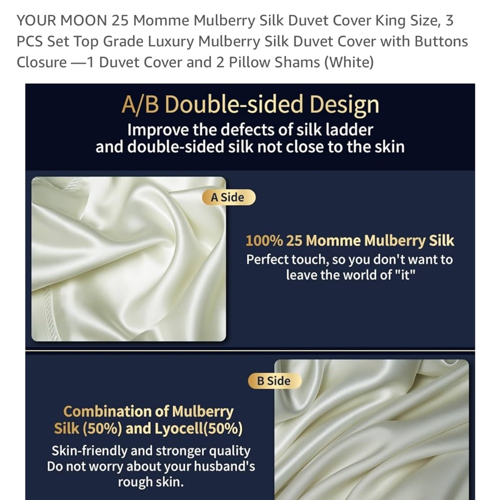 Luxury Mulberry Silk Duvet Cover Set - Blue - Picture 3 of 11